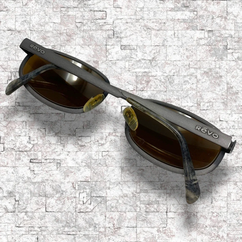 Vtg 90s Revo 1416/044 “City” Sunglasses Italy Gunmetal Brown Light Mirror Lenses